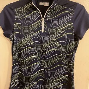 Callaway Navy Zip-Front Golf Top M.with Lime & White Accents Opti Dri 36”C26”l